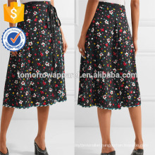 New Fashion Black Floral Print Silk Midi Summer Daily Skirt DEM/DOM Manufacture Wholesale Fashion Women Apparel (TA5091S)